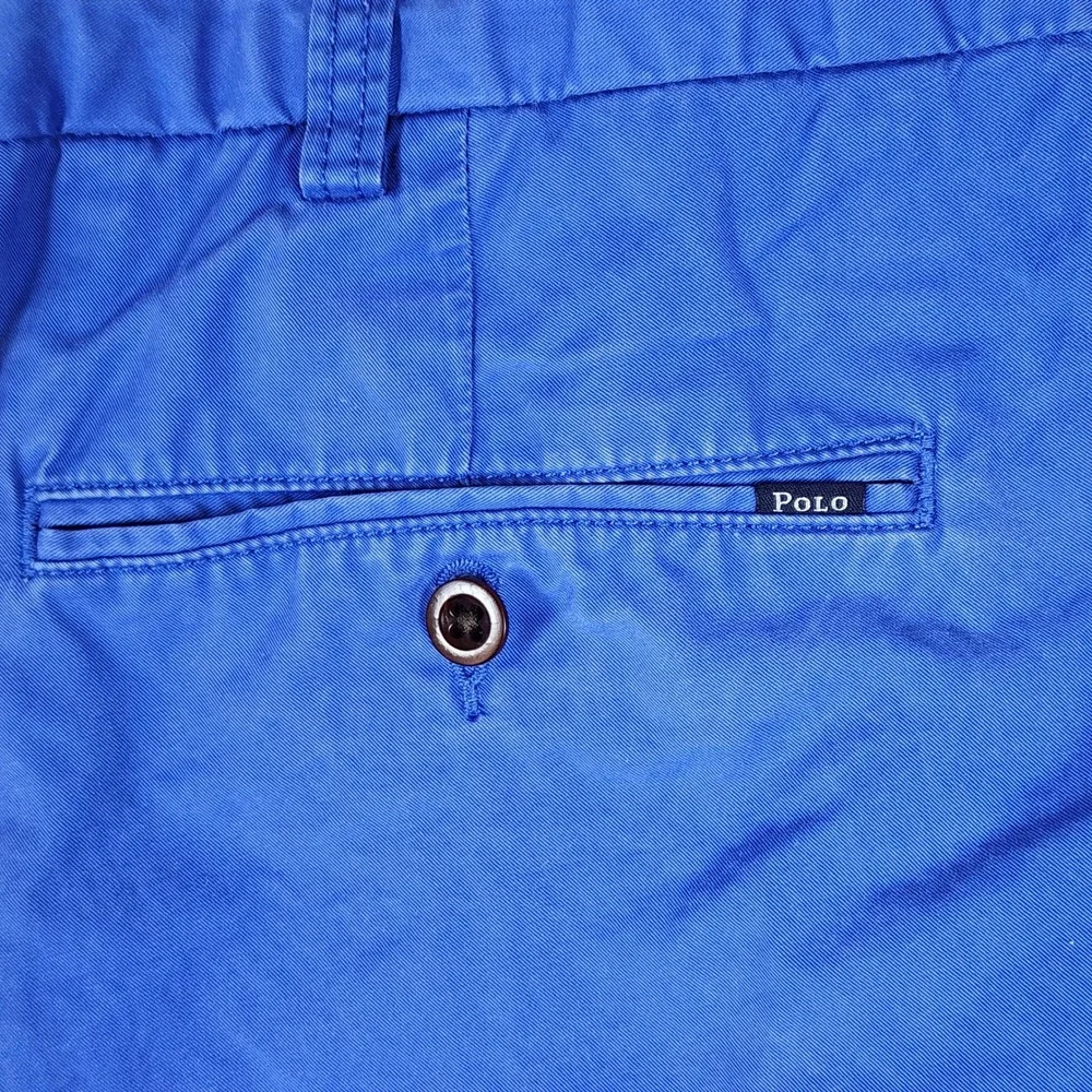 Polo Ralph Lauren Chino Shorts Mens 42 Classic Fit Pima Cotton Blue Excellent